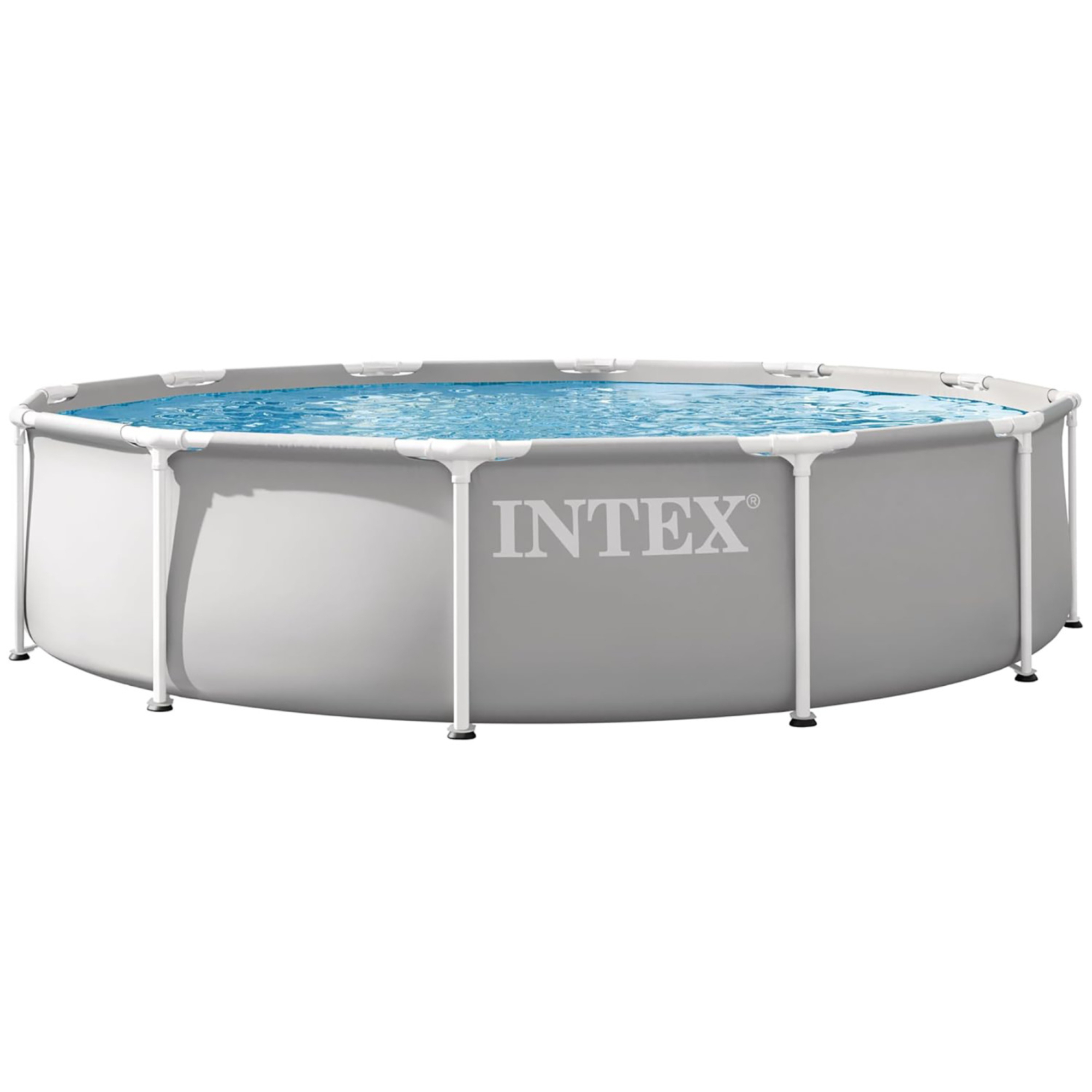 Intex Prism Frame: Premium Pool, 12' x 30", Gray Above Ground Swimming, Puncture & Rust Resistant, Metal T-Joint Setup, 1718 Gal Water, 26710EP